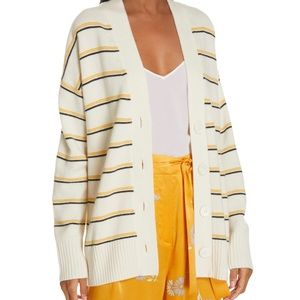 Equipment cream striped cardigan Small